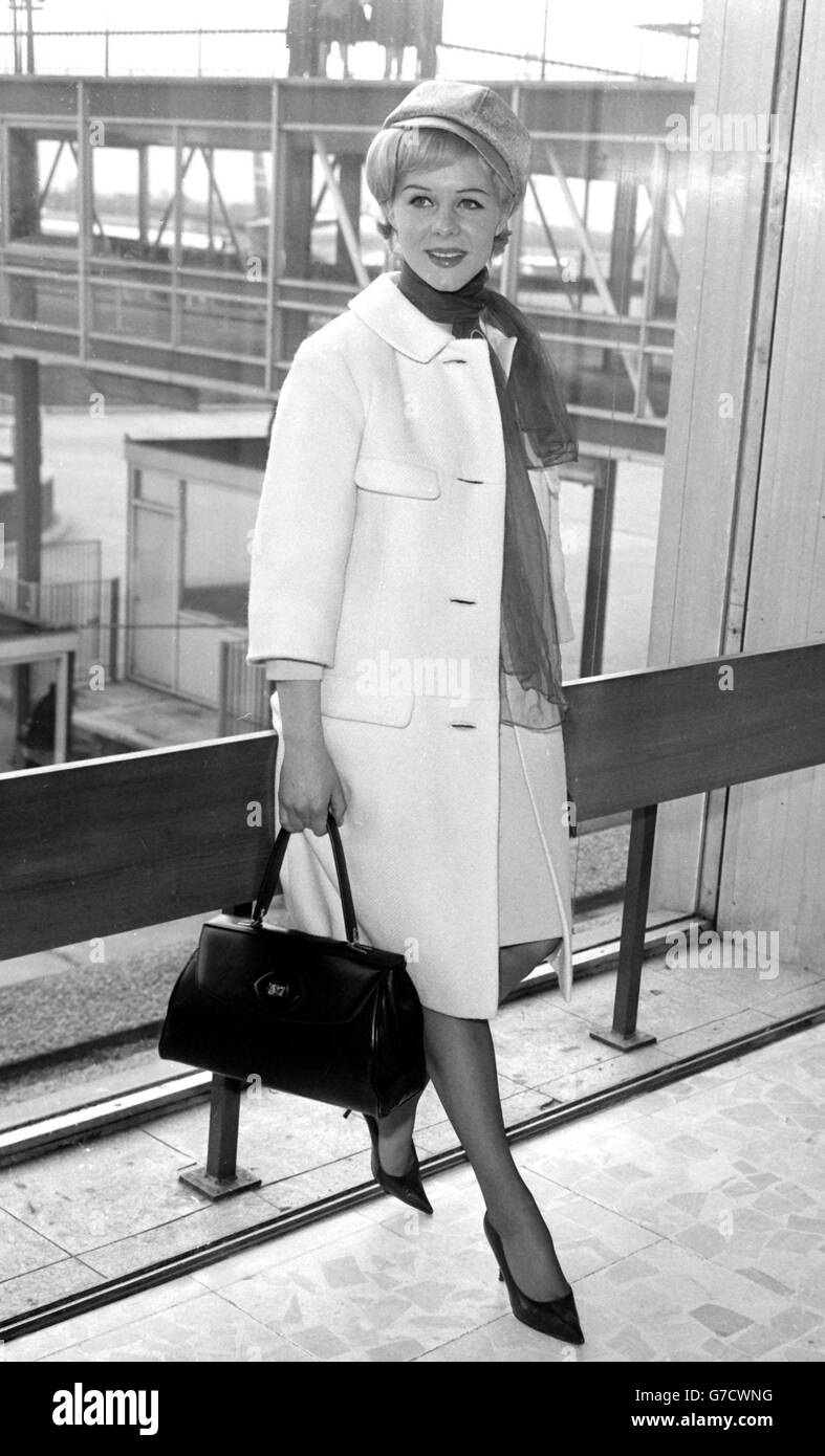 Actress June Ritchie as she left London airport today for Australia to attend the premiere of her film 'Live Now, Pay Later' Stock Photo