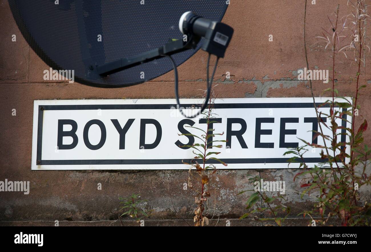 A general view of Boyd Street in the Crosshill area of Glasgow, after armed police were called to an incident in the area. Stock Photo