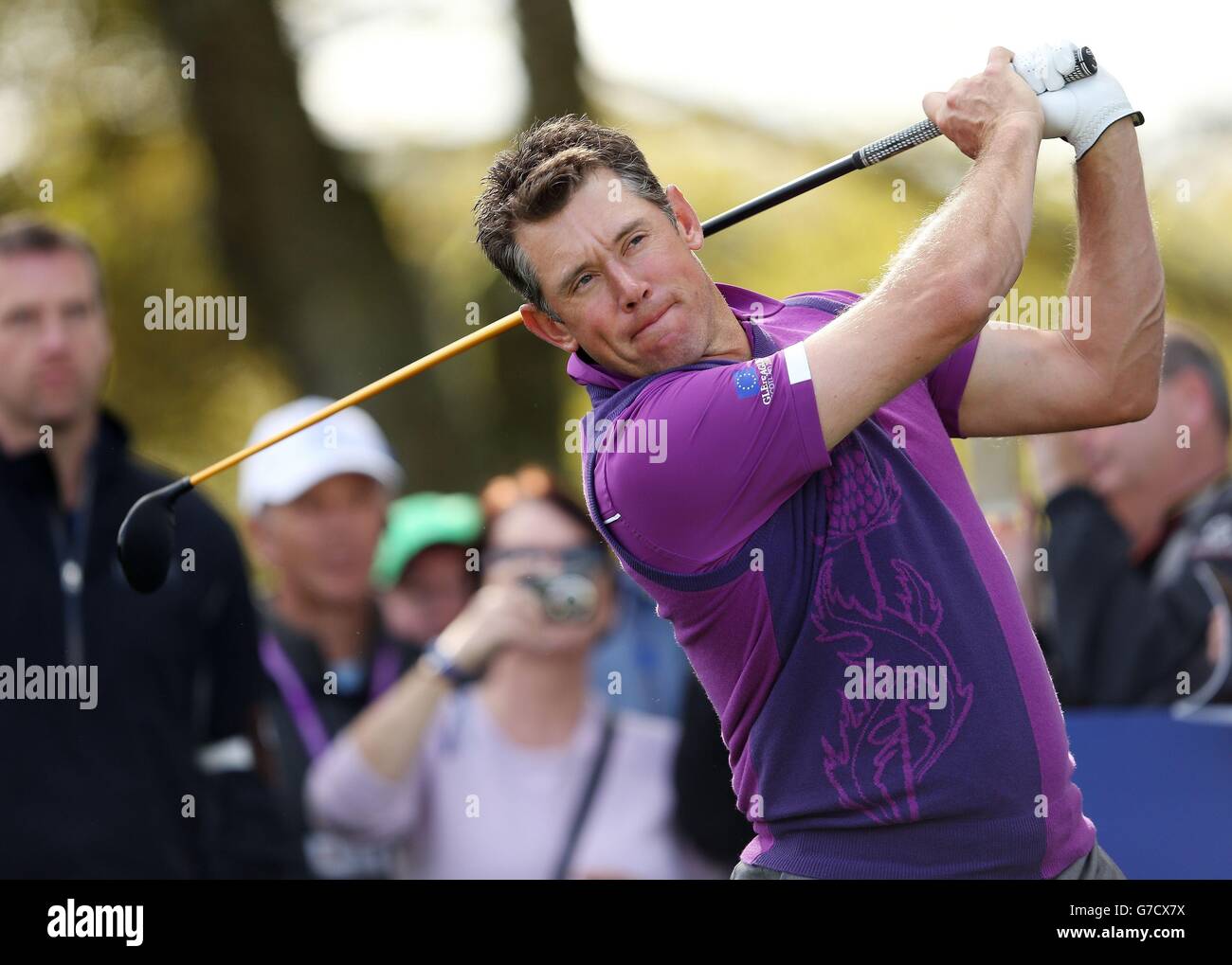 Europe's Lee Westwood during a practice session at Gleneagles Golf Course, Perthshire. Stock Photo