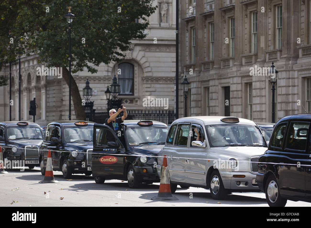London taxi drivers block Whitehall during a slow driving protest in ...