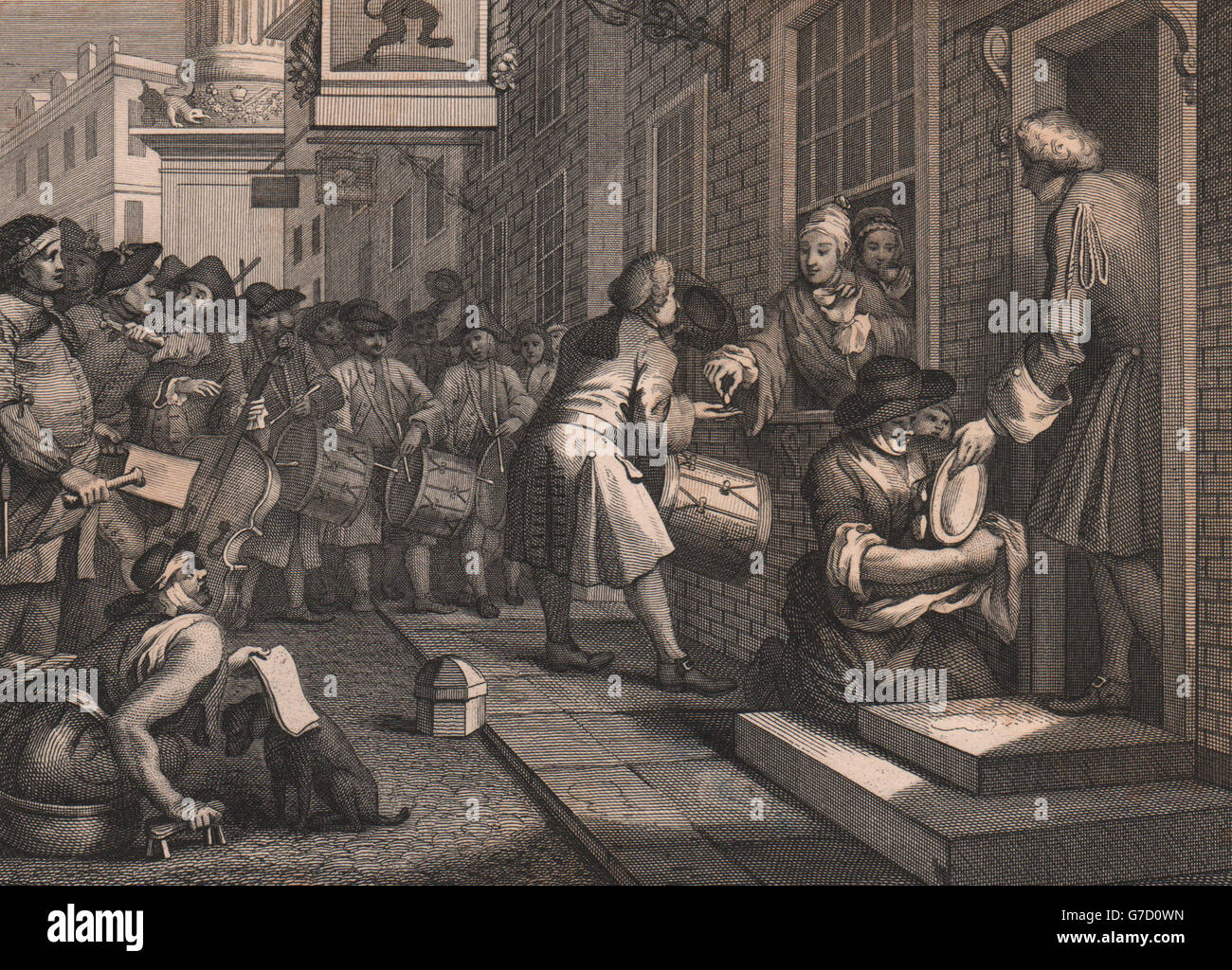 INDUSTRY & IDLENESS. Industrious 'prentice / Master's daughter. HOGARTH, 1833 Stock Photo