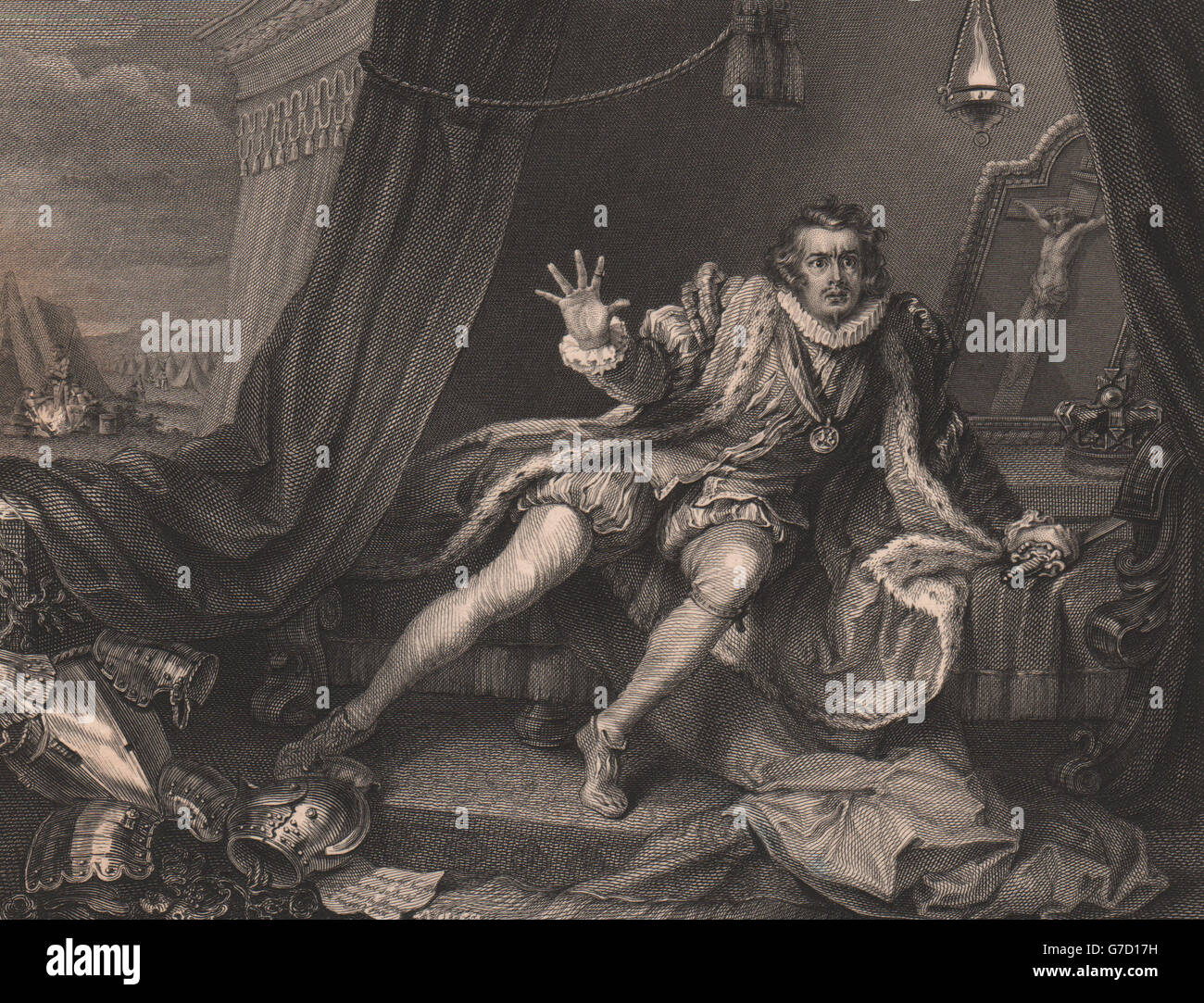 'Garrick; in the character of Richard the Third'. After William HOGARTH, 1833 Stock Photo