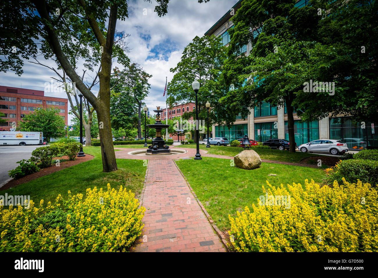 Lobby Place Park at Johnson and Wales University, in Providence, Rhode Island. Stock Photo