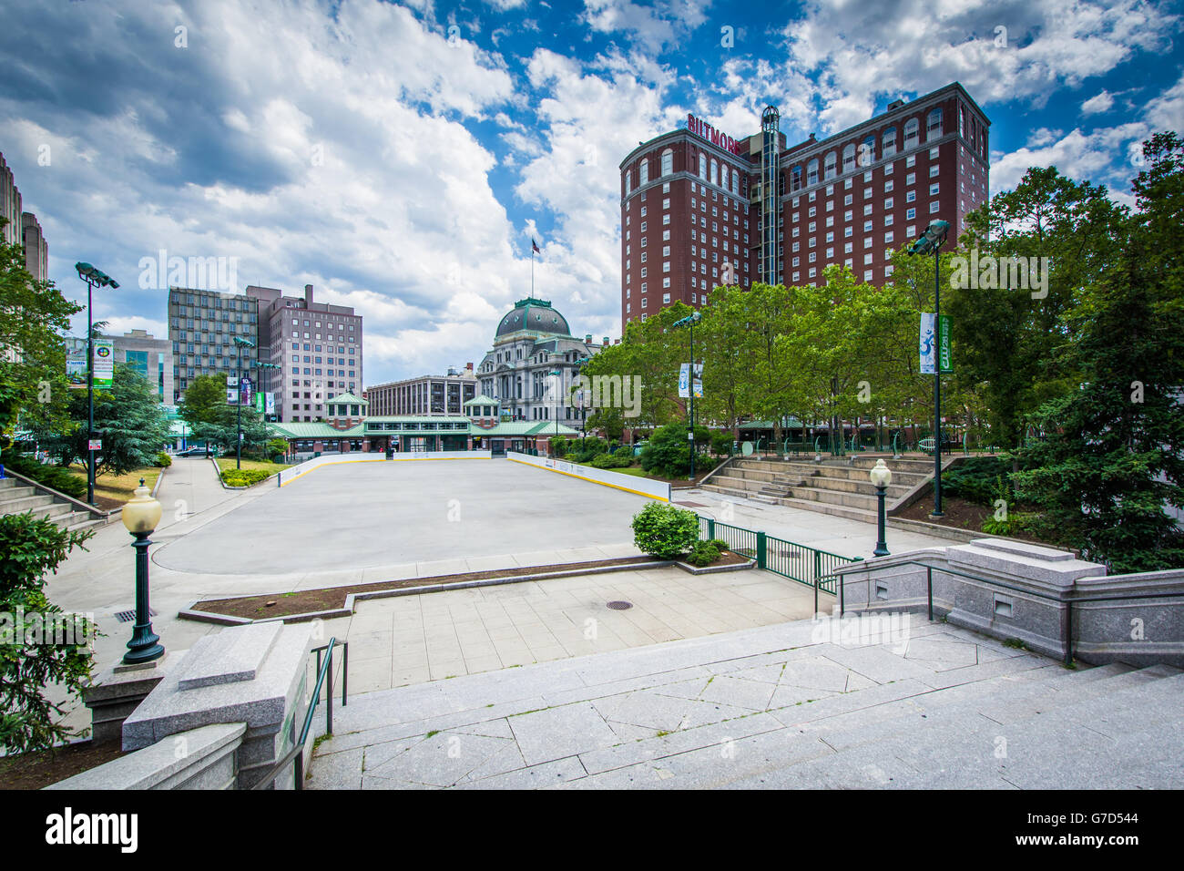 Staircase and buildings in downtown Providence, Rhode Island. Stock Photo
