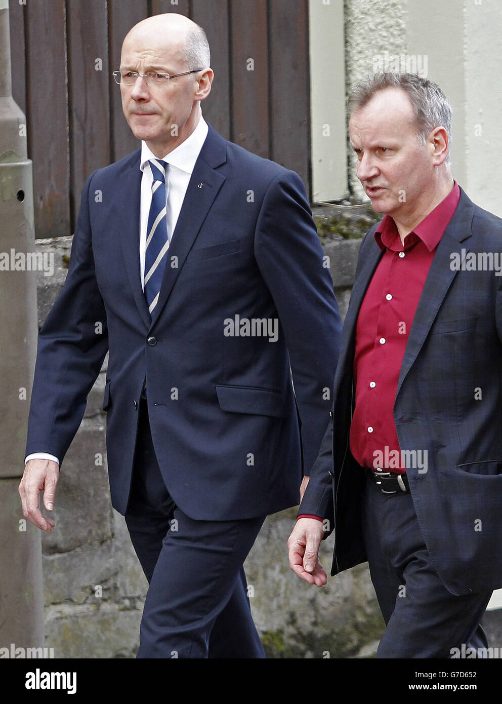 Scottish Finance Secretary John Swinney (left) and Pete Wishart MP arriving at Perth Congregational Church for the memorial service to David Haines, the British aid worker beheaded by ISIS militants. Stock Photo