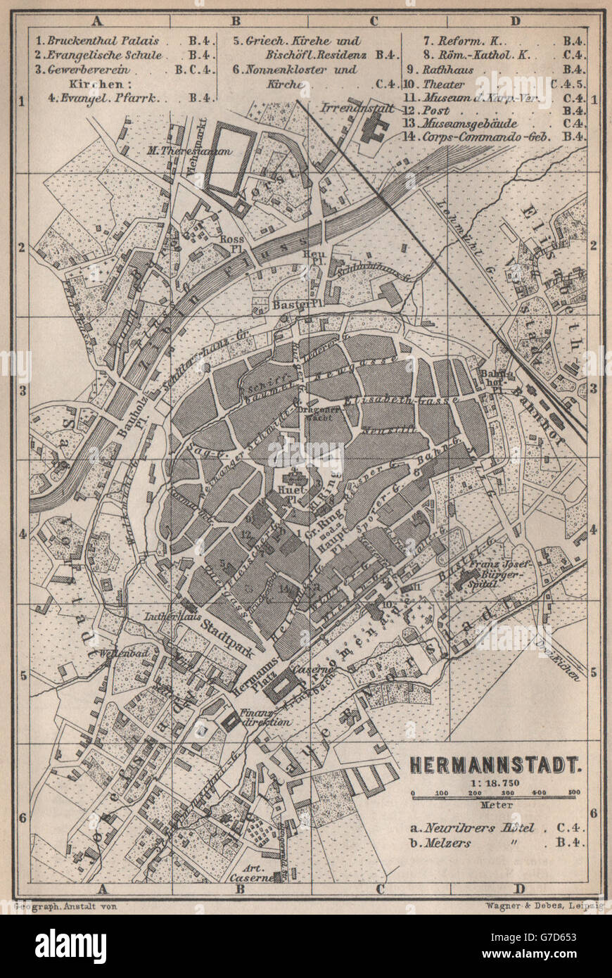 Sibiu Hermannstadt Romania - Baedeker 1896