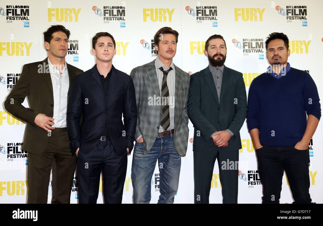 (left to right) Jon Bernthal, Logan Lerman, Brad Pitt, Shia Labeouf and