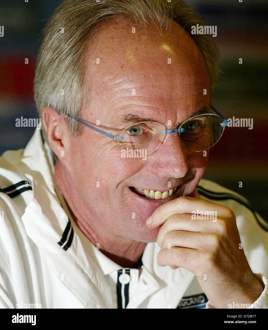England manager Sven-Goran Eriksson speaking during a press conference ...