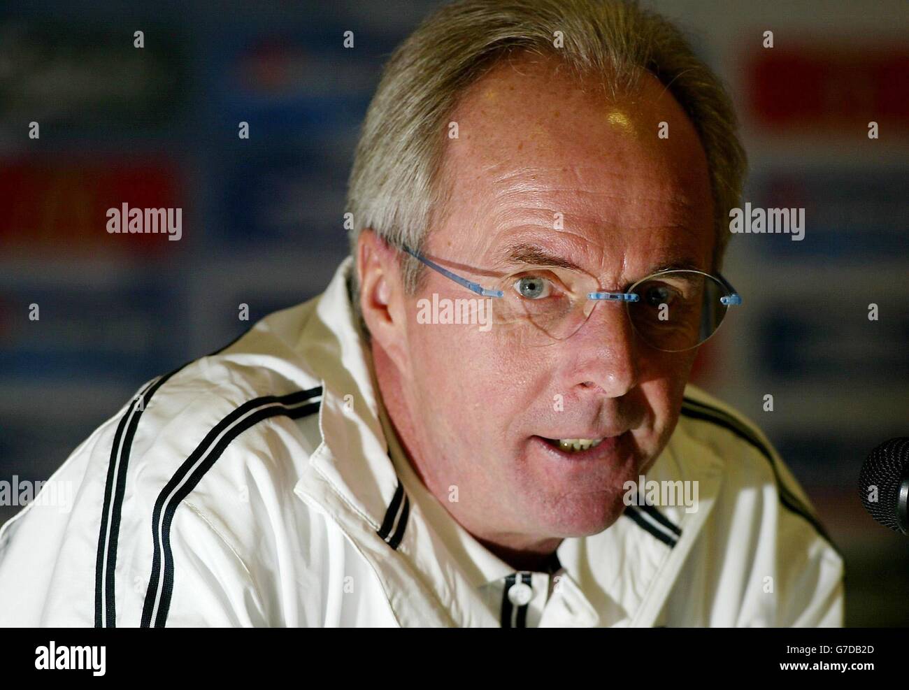 England manager Sven-Goran Eriksson speaking during a press conference ...
