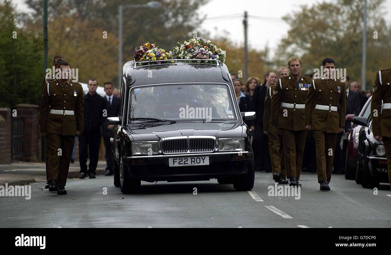 The funeral procession for 25-year-old Gunner David Lawrence of the 1st ...