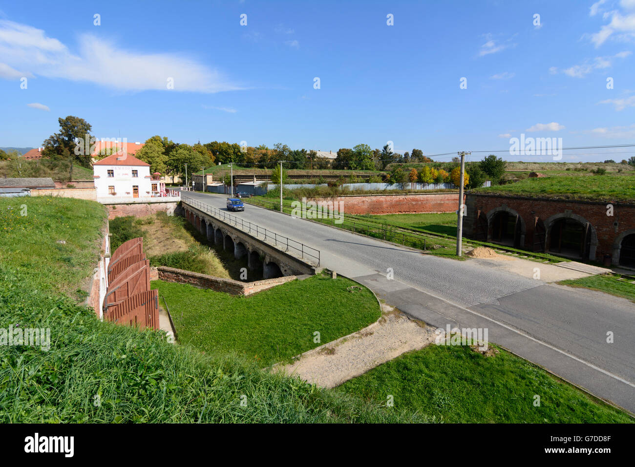 Fortification of the Great Fortress and columbarium ( right), Terezín (Theresienstadt), Czech Republic, Ustecky, Aussiger Region Stock Photo