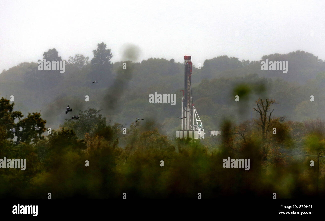 A view of the exploratory drilling rig on the Horse Hill Developments