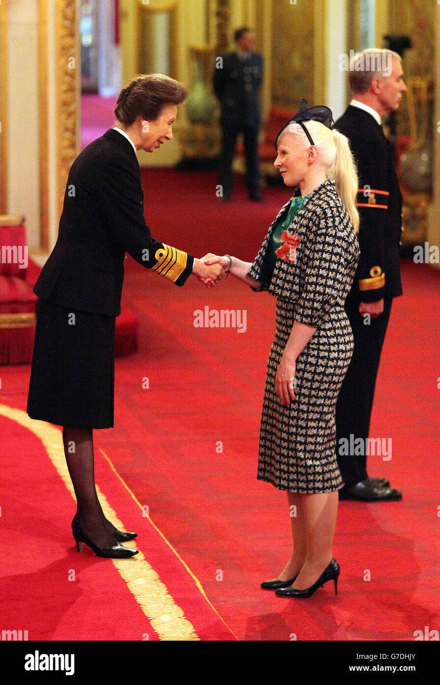 Kelly Gallagher is made an MBE by The Princess Royal during an investiture ceremony at Buckingham Palace, London. Stock Photo