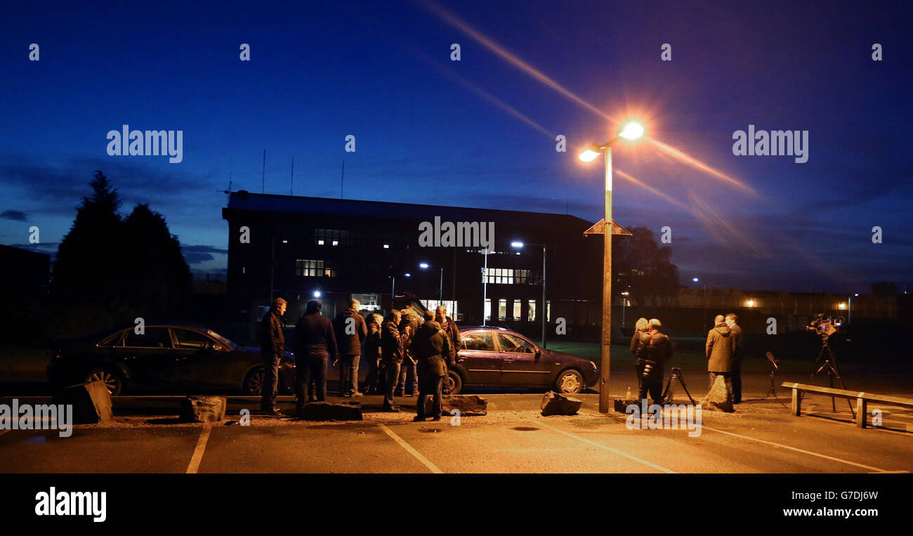 Media gather outside hmp wymott prison in lancashire where ched evans