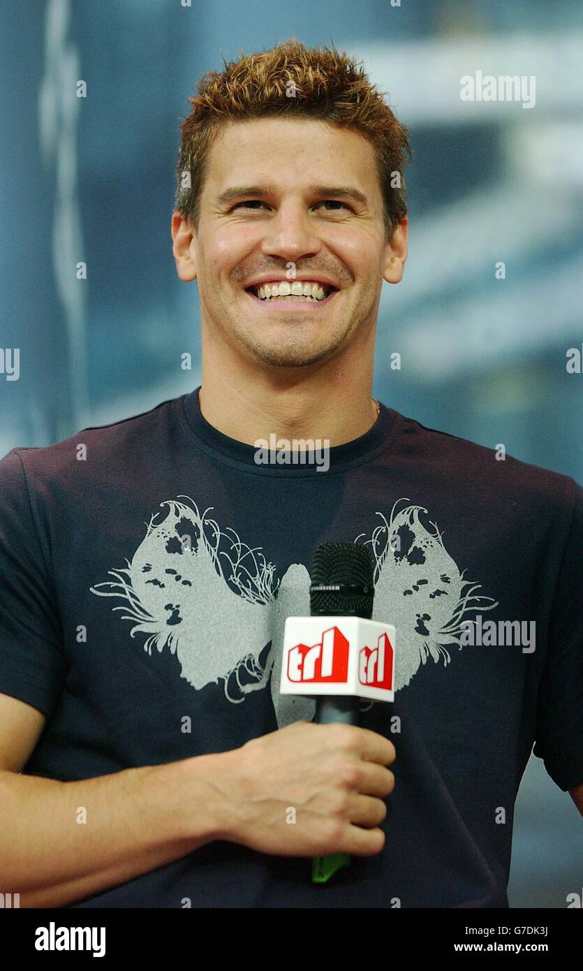 David Boreanaz, US actor and star of the TV series 'Angel', during his guest appearance on MTV TRL UK held at the MTV Studios in London's Leicester Square. Stock Photo