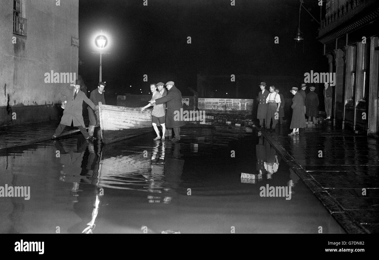 A rowing boat washed up from the Thames in to Page Street, Westminster, London. Stock Photo