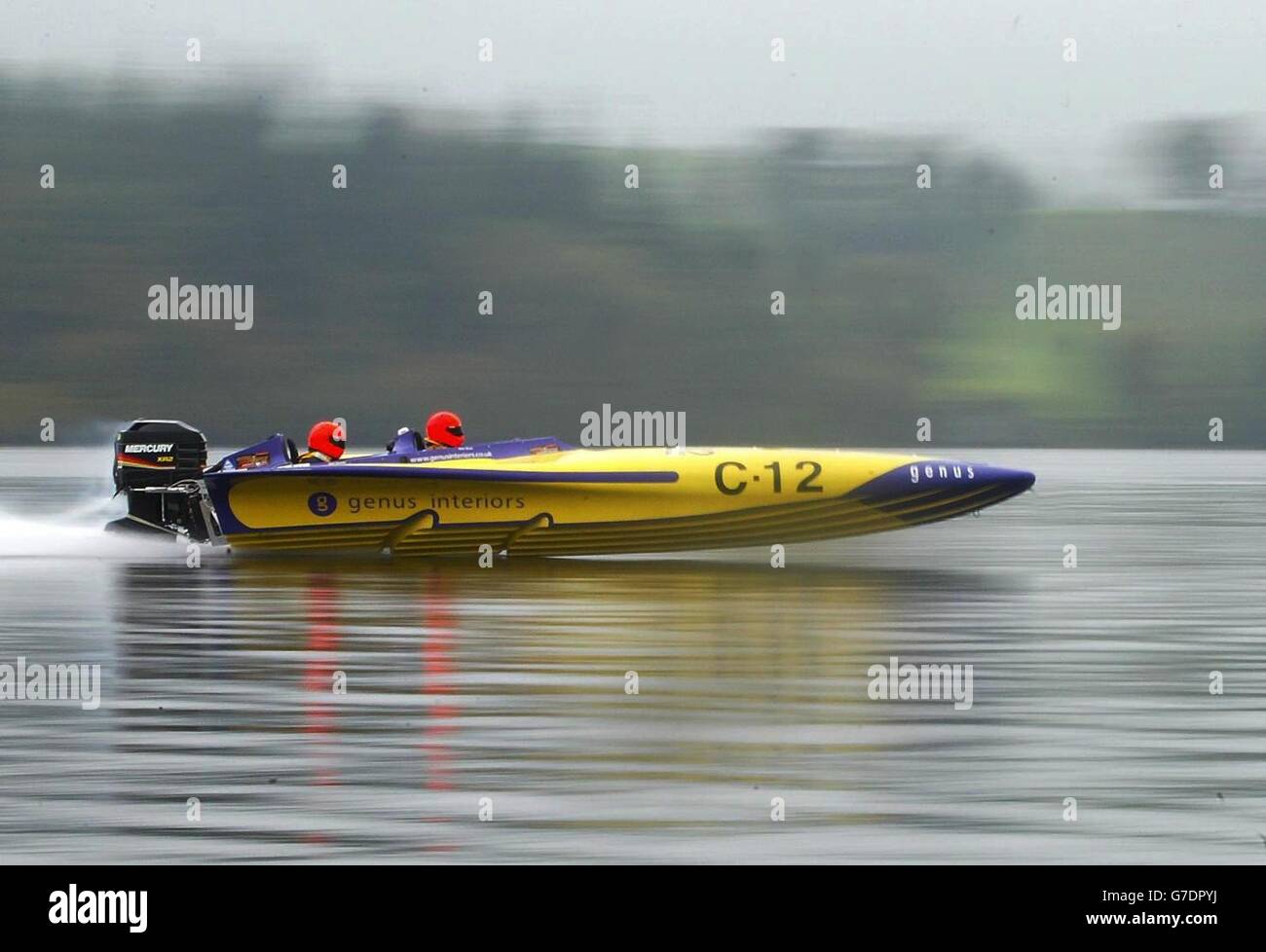 An offshore powerboat on Lake Windermere, Cumbria, during the annual