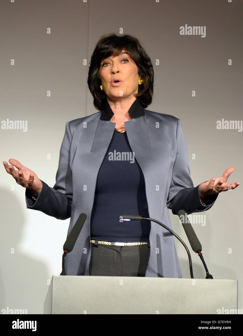 Christiane Amanpour speaks during the Women of the Year Awards 2014 at the Intercontinental Hotel, London. Stock Photo