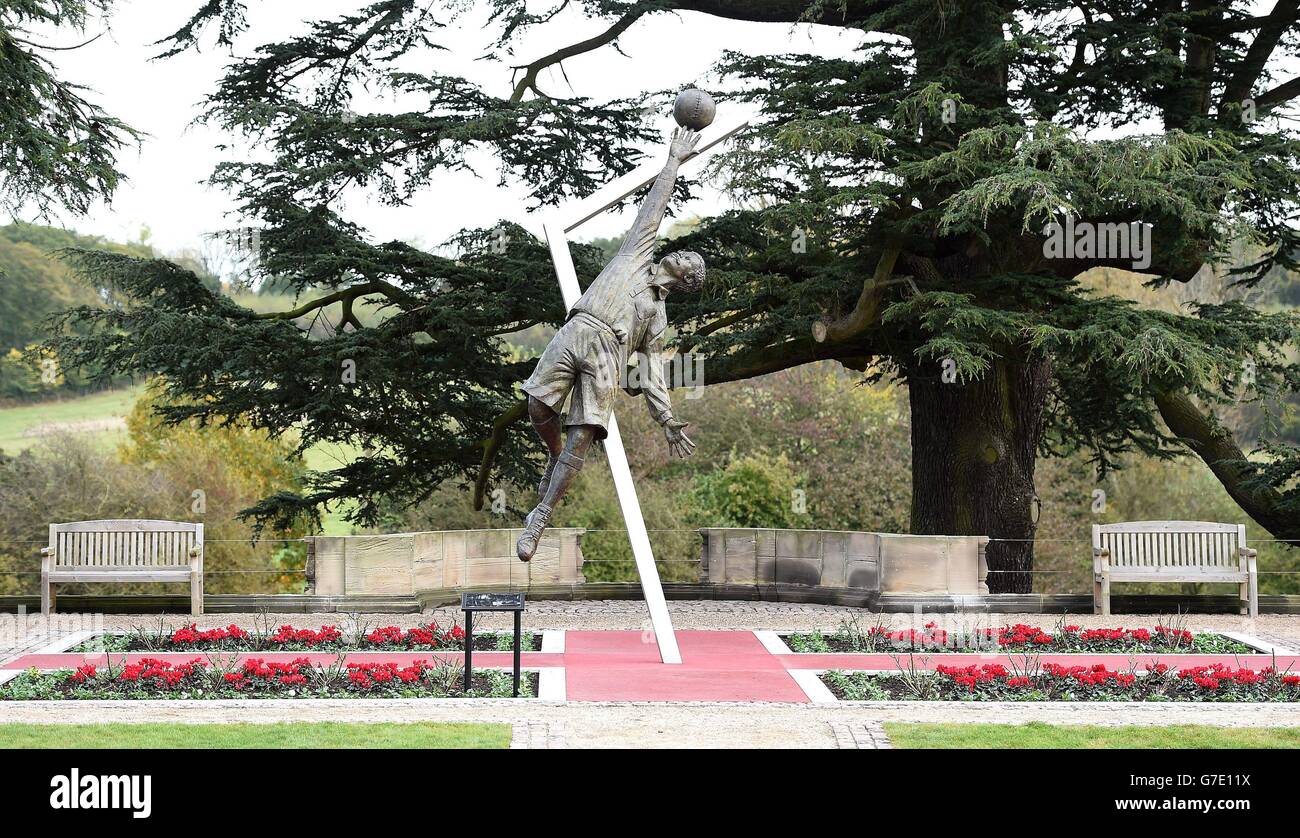 The statue of Arthur Wharton that has been unveiled at St. George's Park, Burton-upon-Trent. Stock Photo