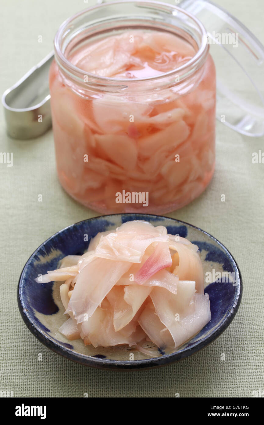 sushi ginger, homemade sweet pickled ginger, japanese food Stock Photo