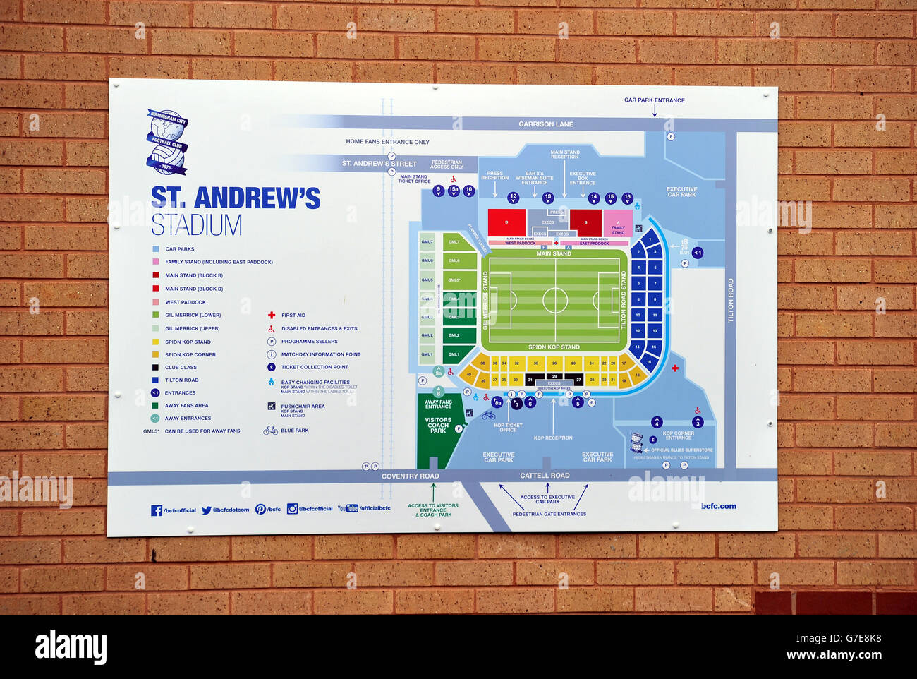 Soccer - Sky Bet Championship - Birmingham City v Bolton Wanderers - St Andrew's. A Stadium map of St Andrew's Stock Photo