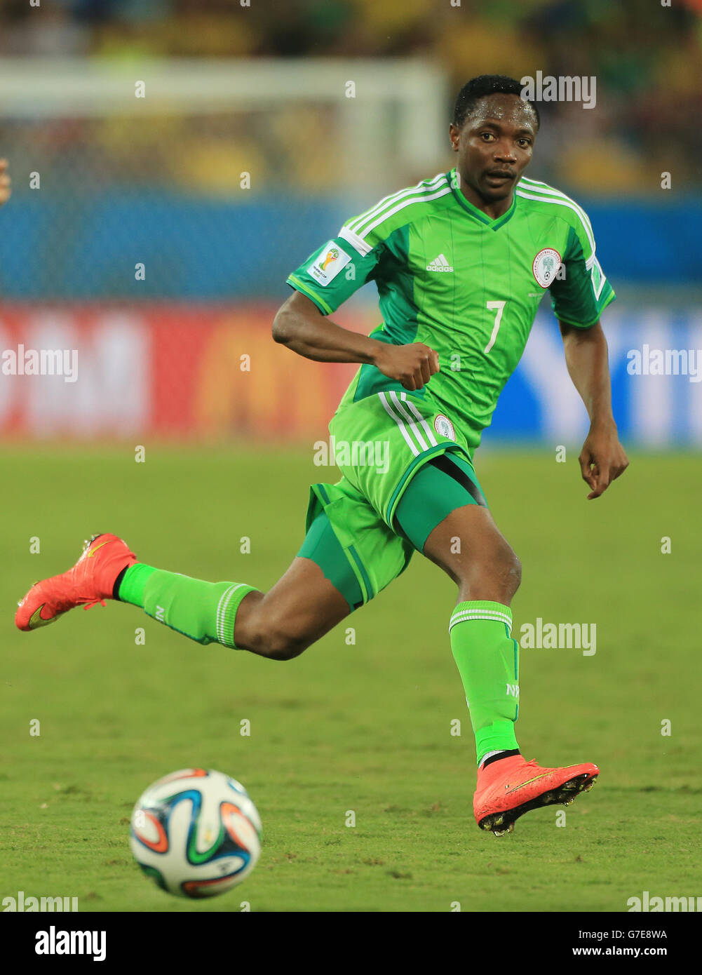 Soccer - FIFA World Cup 2014 - Group F - Nigeria v Bosnia and Herzegovina - Arena Pantanal. Ahmed Musa, Nigeria Stock Photo