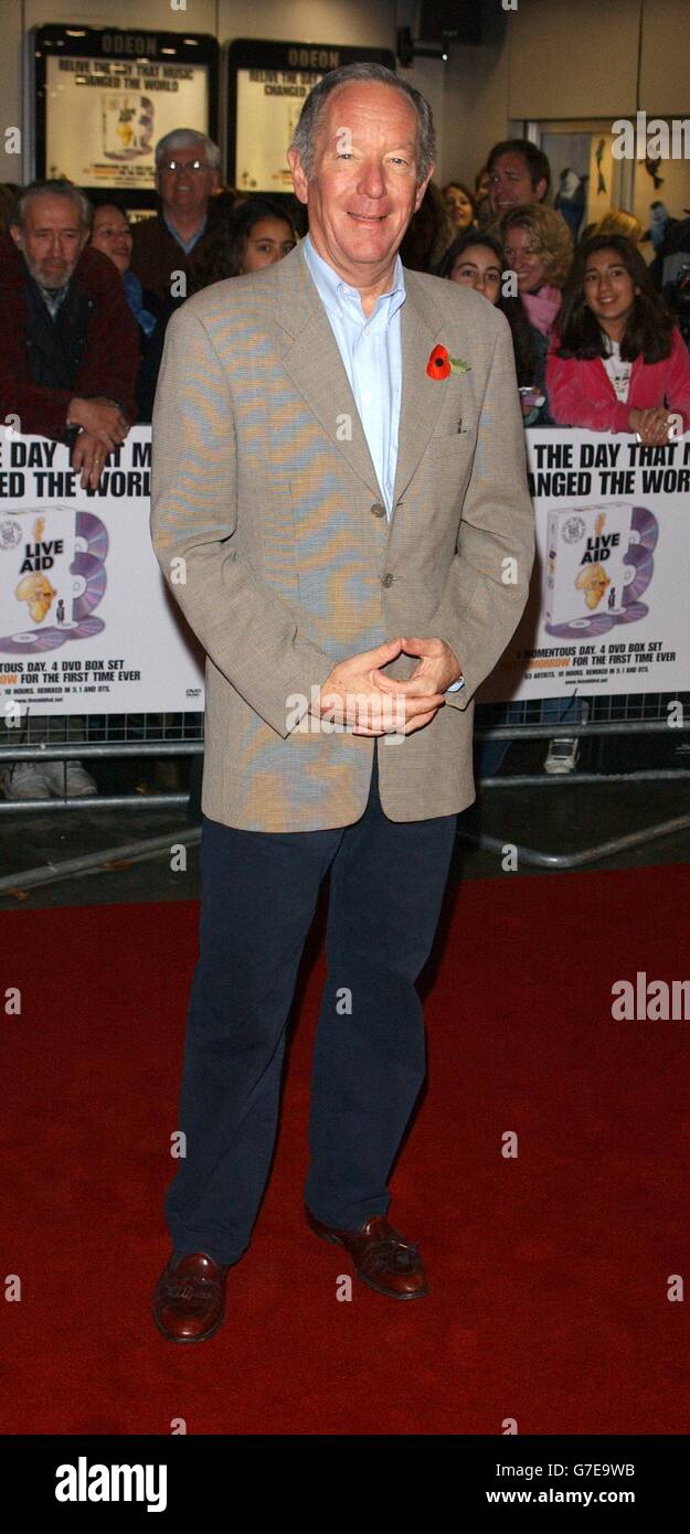 Michael Buerk arrive for the premiere of the Live Aid DVD at the Odeon Leicester Square in central London. Stock Photo