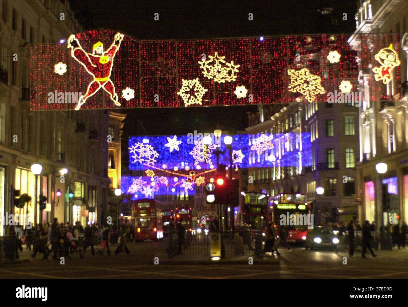 The traditional christmas lights on londons regent street hires stock