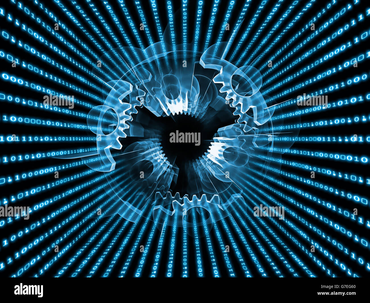 Gears of Code series. Design composed of digits and fractal gears as a ...