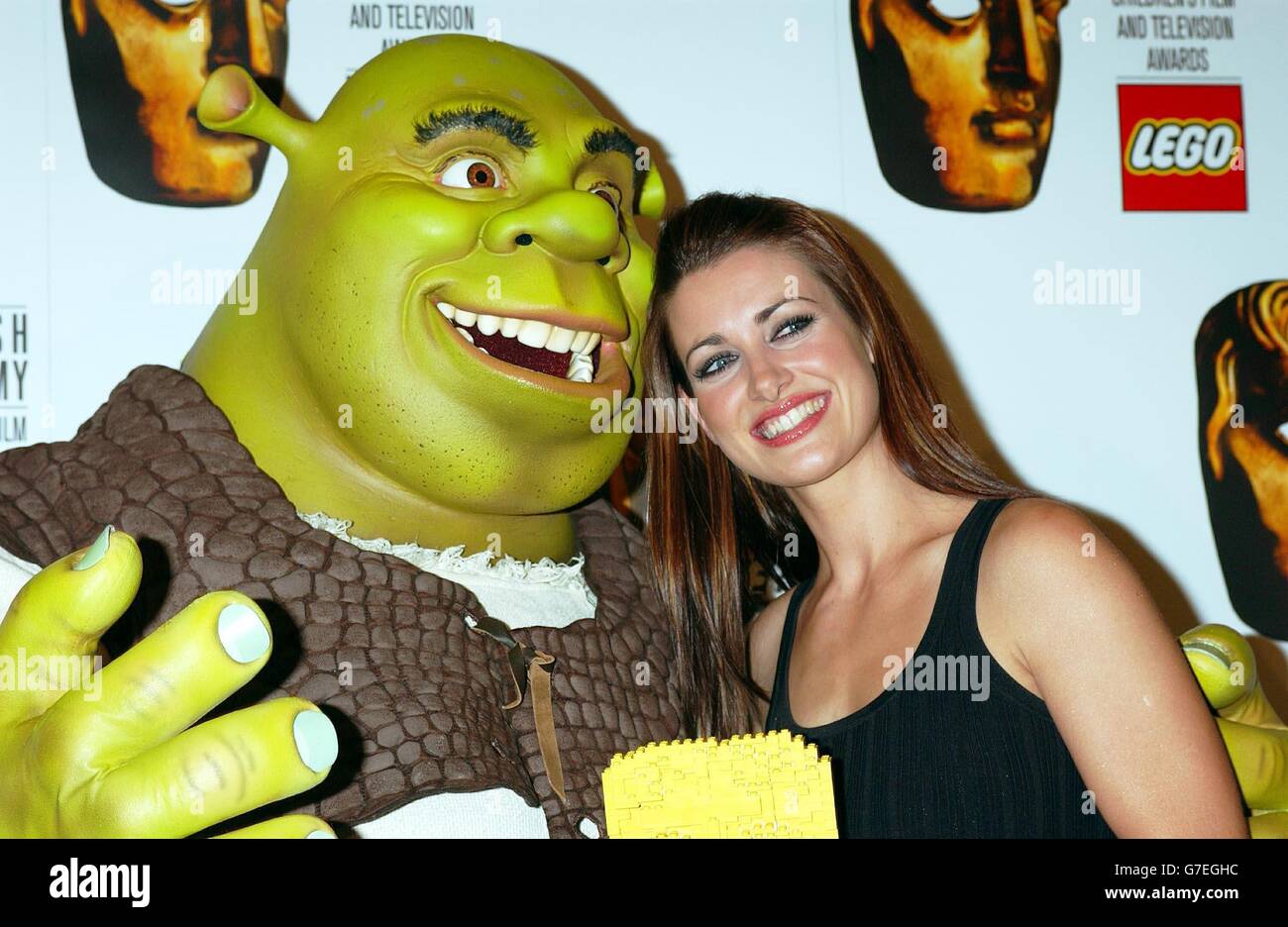 TV presenter Kirsty Gallacher with Shrek at the British Academy Children's  Film and Television Awards, in association with the LEGO Company, at the  Park Lane Hilton in central London Stock Photo -