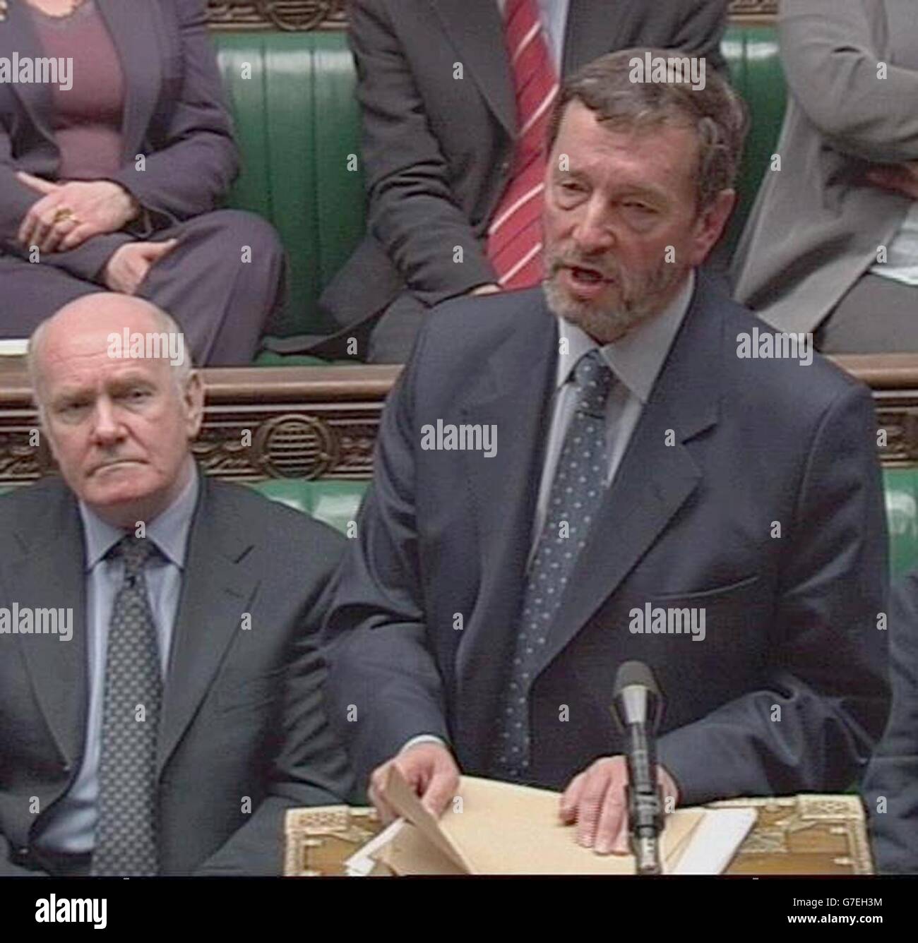 Home Secretary David Blunkett makes a statement to the House of Commons, London. Stock Photo