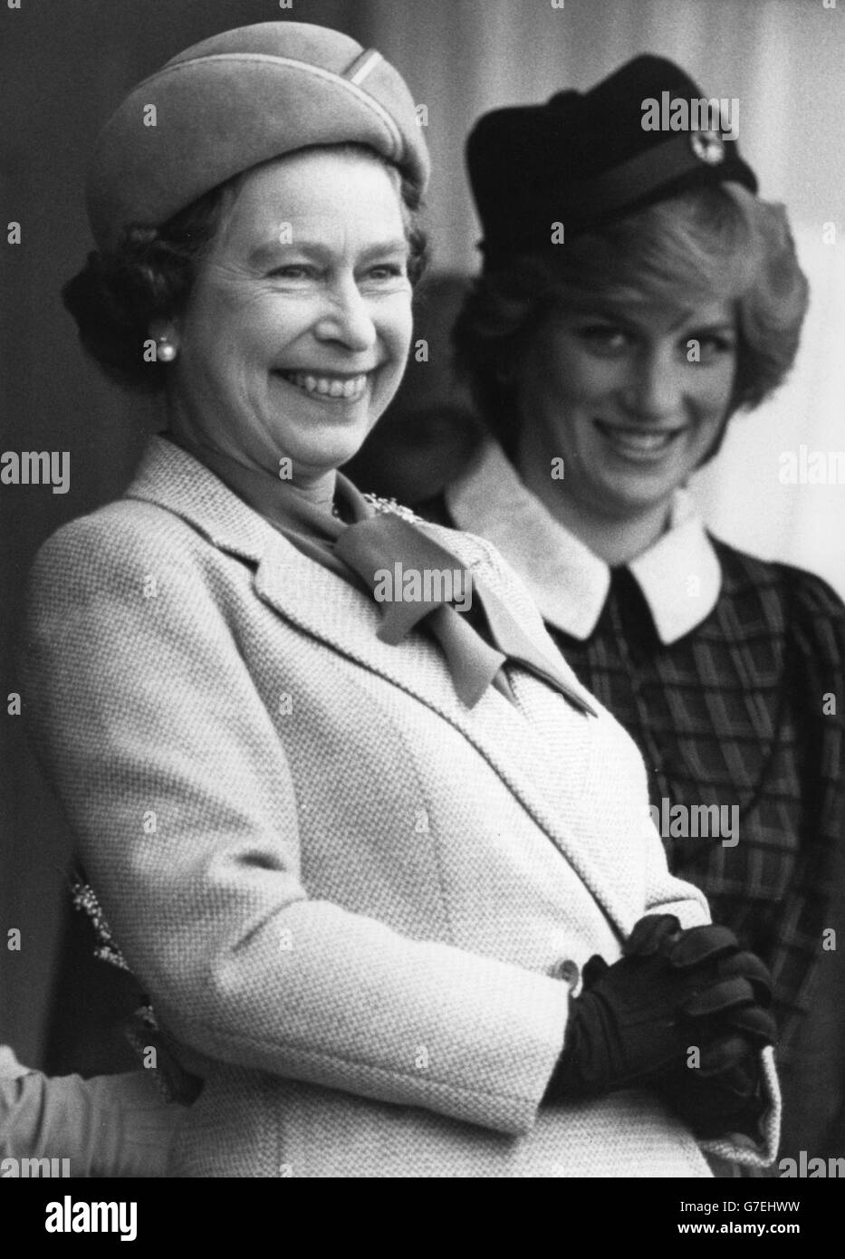 Royalty - Queen Elizabeth II and Princess Diana - Braemar, Scotland Stock Photo