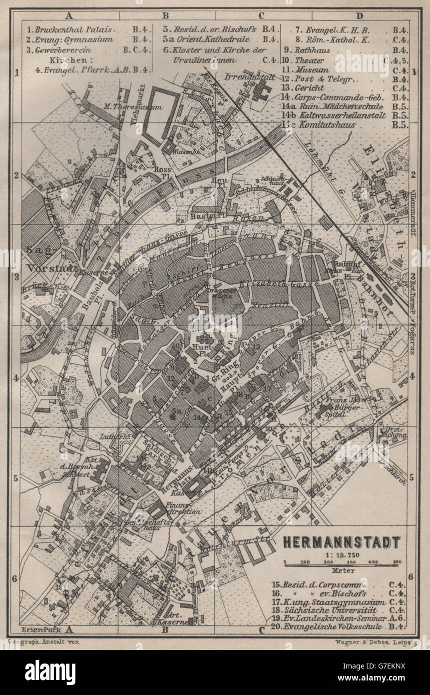 Sibiu Hermannstadt Romania - Baedeker 1896