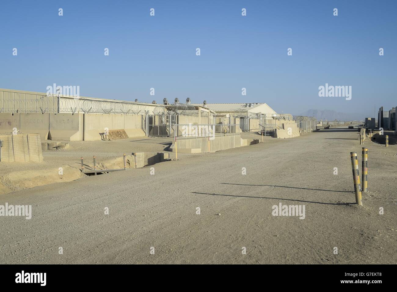 The empty road looking towards the main canteen (Dining Facility) in