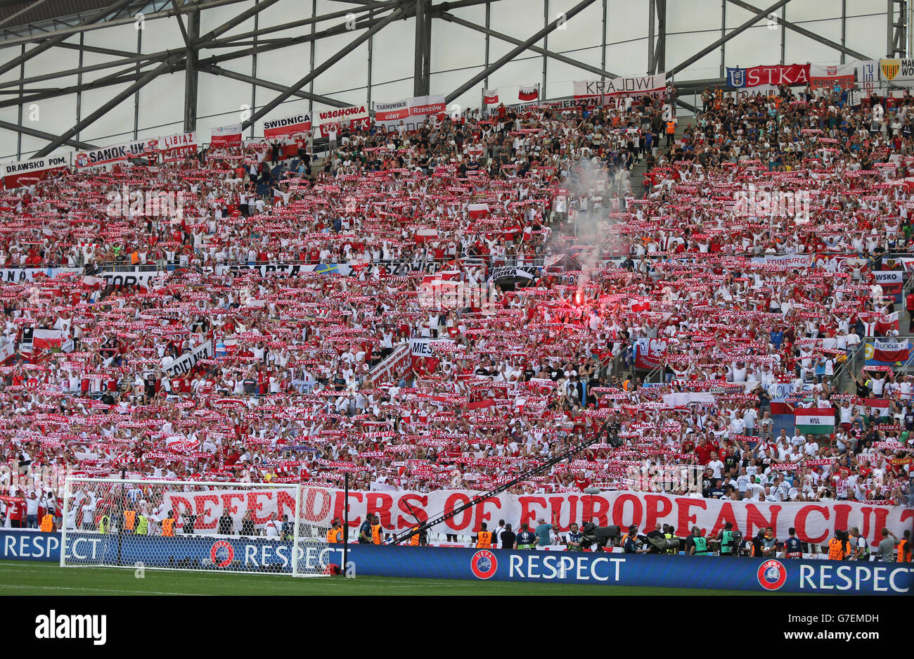 Polish Fans Show Their Support During The Uefa Euro 16 Game Ukraine V Poland At Stade Velodrome In Marseille Stock Photo Alamy