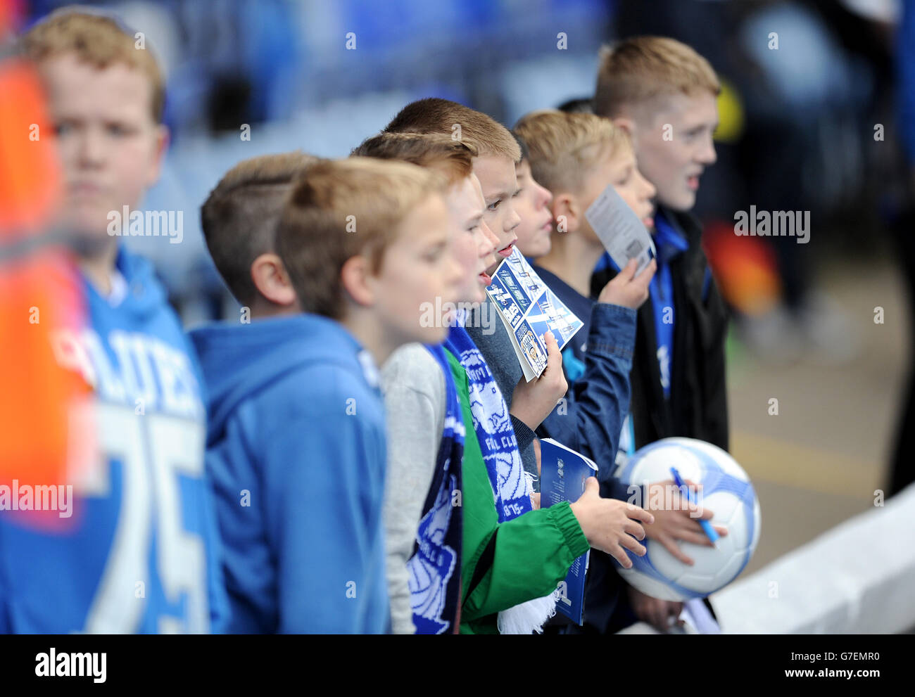 Birmingham City fans in the stands show their support Stock Photo Alamy