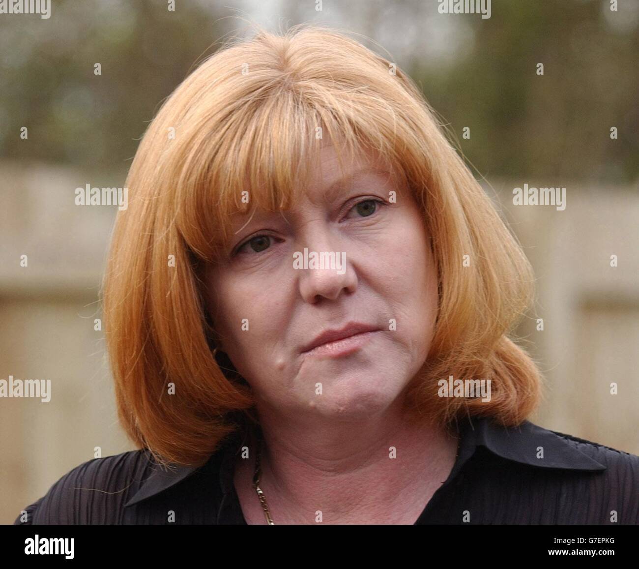 Widow Deborah Martin talking to the media at their home in Torquay. Train driver husband Stan Martin died after being at the controls of the 1735 Paddington to Plymouth First Great Western service when it hit Brian Drysdale's car on a level cross at Ufton Nervet, at her home in Torquay. Stock Photo