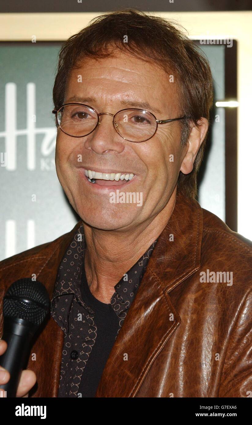 Sir Cliff Richard during an in-store appearance at Harrods in Knightsbridge, central London, to sign copies of his new DVD 'Cliff Richard Live - Castles In The Air', and new album 'Something's Going On'. Stock Photo