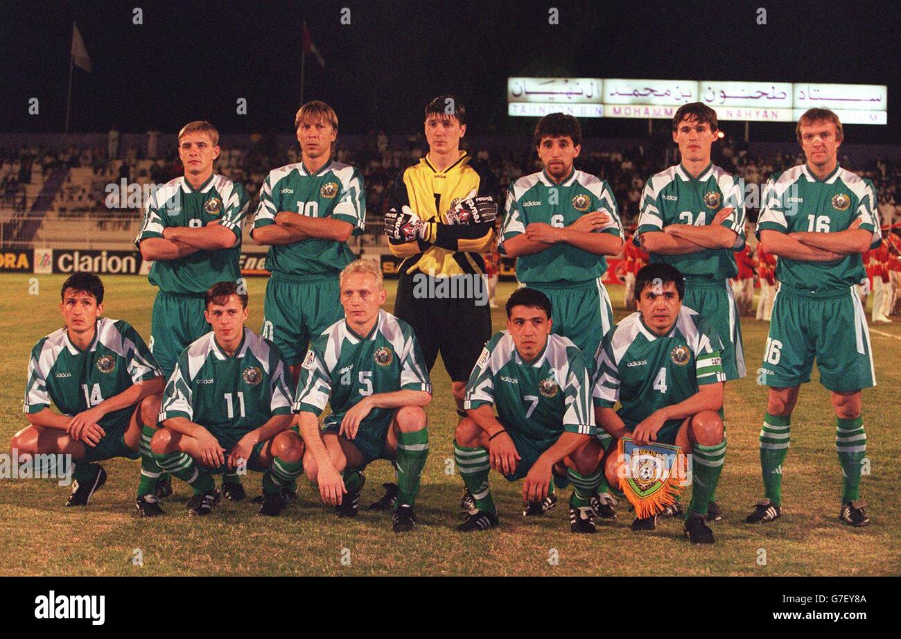 Asia 96 International Soccer. Uzbekistan -v- Syria. The Uzbekistan Team  Group Stock Photo - Alamy
