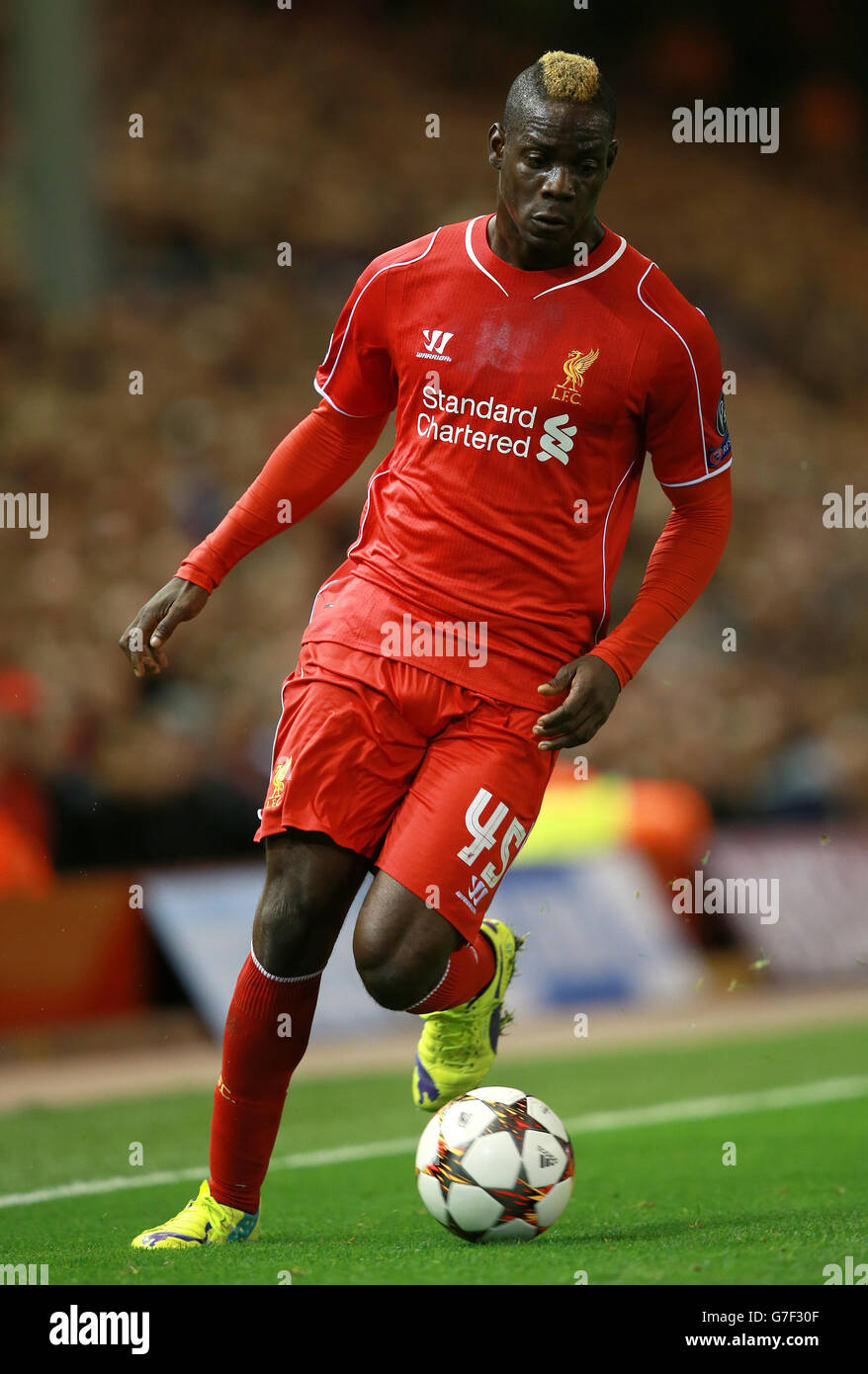 Soccer - UEFA Champions League - Group B - Liverpool v Real Madrid - Anfield. Liverpool's Mario Balotelli during The UEFA Champions League match at Anfield, Liverpool. Stock Photo