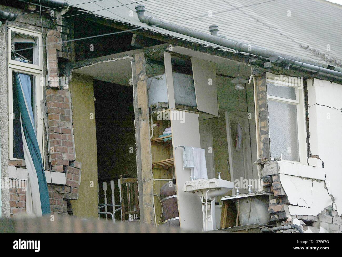 A 93-year-old woman was burned in a gas explosion which destroyed her home, a fire brigade spokeswoman said today. The pensioner suffered head injuries and burns to her face, legs and arms in the huge blast at her home in Sackville Road, Heaton, Newcastle. Stock Photo