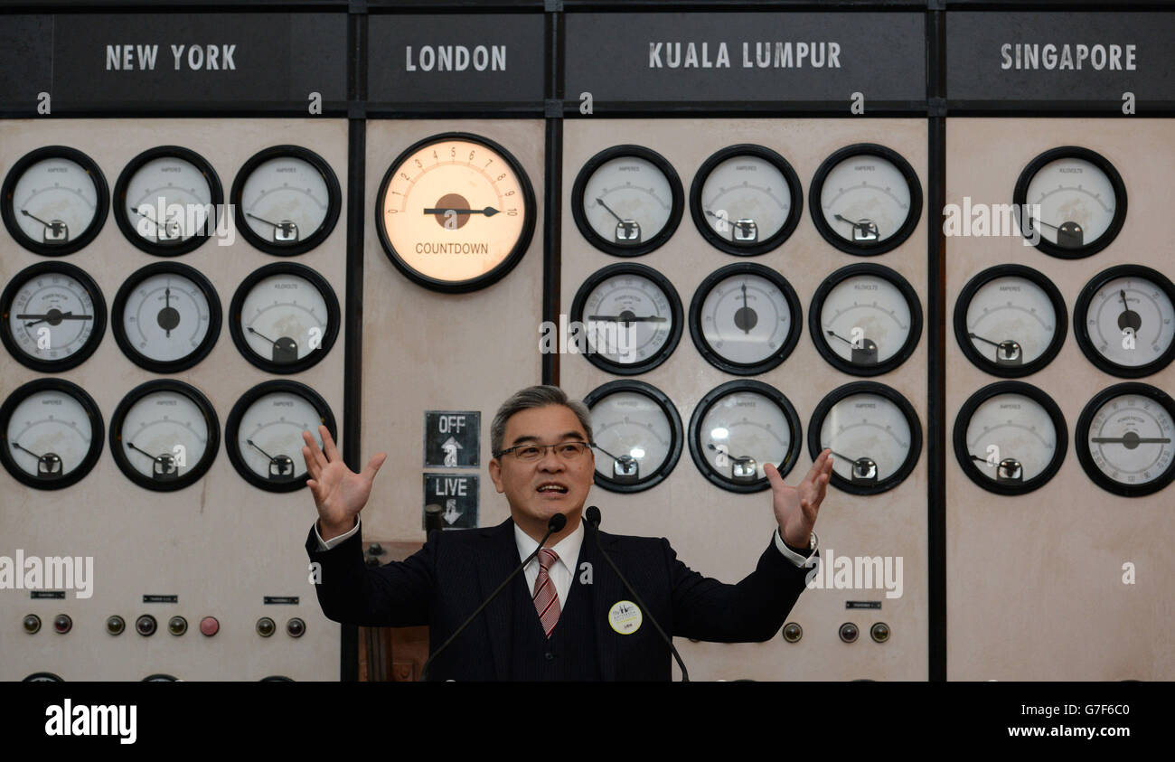 Tan Sri Liew Kee Sin, Chairman of the Battersea Project Holding Company launches the first phase of attracting businesses and purchasers to the newly redeveloped Battersea Power Station in south west London. Stock Photo
