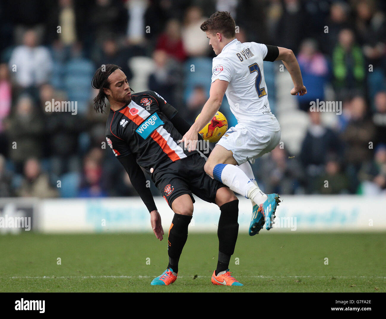 Leeds United's Sam Byram and Blackpool's Charles Dunne Stock Photo Alamy