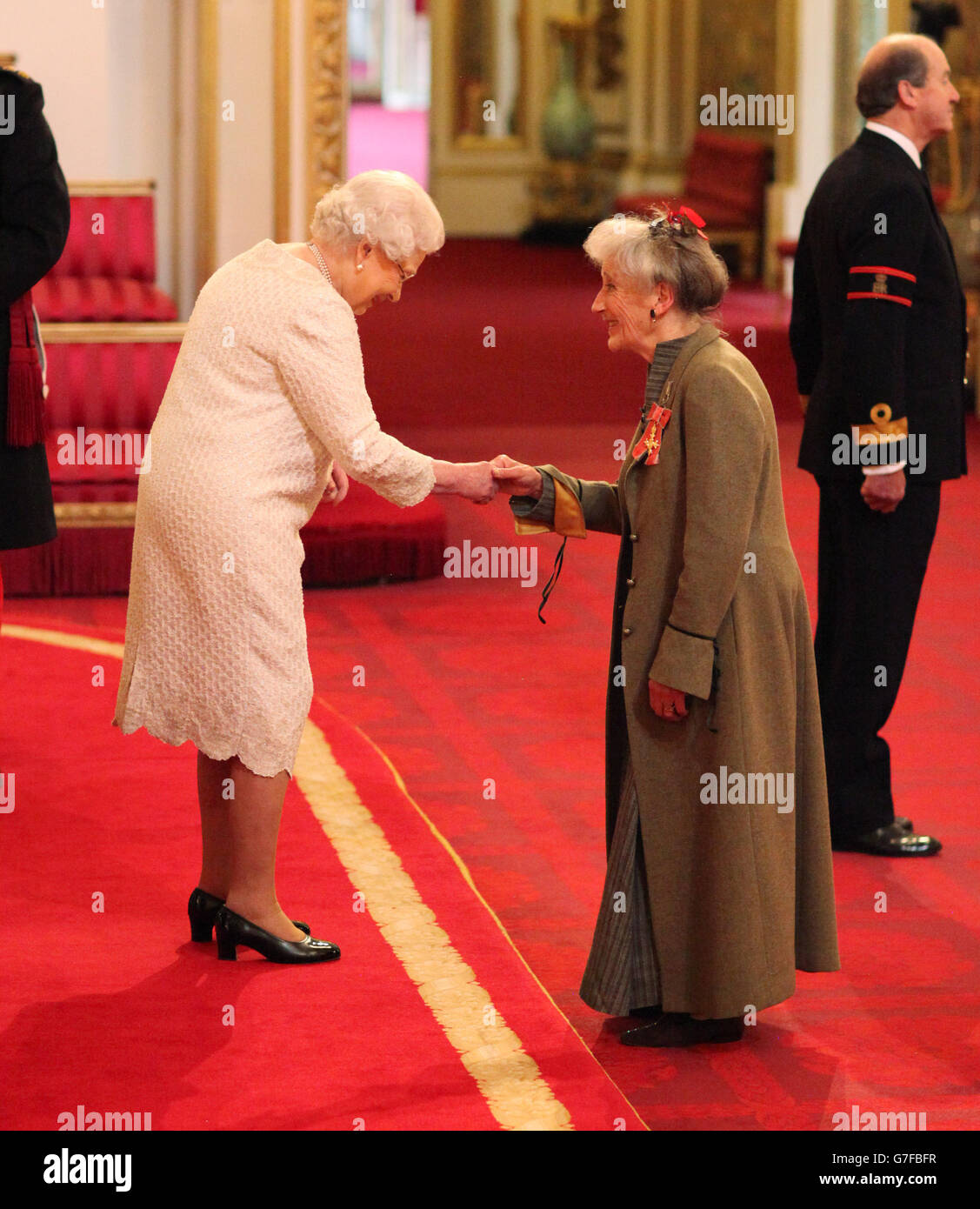 Actress Phyllida Law is made an Officer of the Order of the British Empire (OBE) by Queen Elizabeth II during an Investiture ceremony at Buckingham Palace, central London. Stock Photo