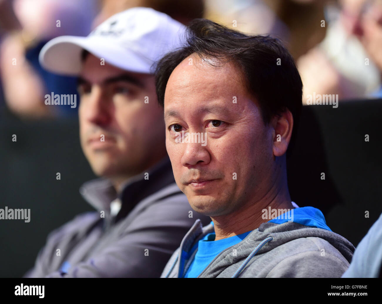 Former Grand Slam Winner Michael Chang and now Kei Nishikori's Trainer during the Barclays ATP World Tour Finals at The O2 Arena, London. PRESS ASSOCIATION Photo. Picture date: Tuesday November 11, 2014. See PA story TENNIS London. Photo credit should read Adam Davy/PA Wire. Stock Photo
