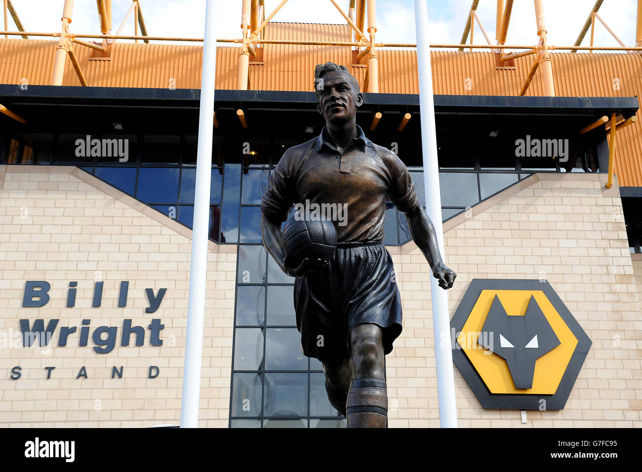A statue of billy wright outside molineux hires stock photography and