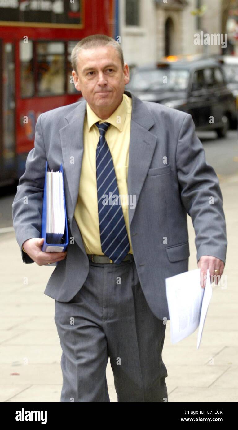Former defence worker Richard David, 49, from Seaton, Devon, outside the High Court in London, where he claimed that his life had been made a 'living hell' by exposure to depleted uranium at a British factory. Mr David is claiming damages against Normalair Garrett - now owned by Honeywell Aerospace - which denies depleted uranium was ever used at the plant in Yeovil, Somerset. He told the hearing that the use of the metal was an official secret and that was why its existence was denied. Stock Photo