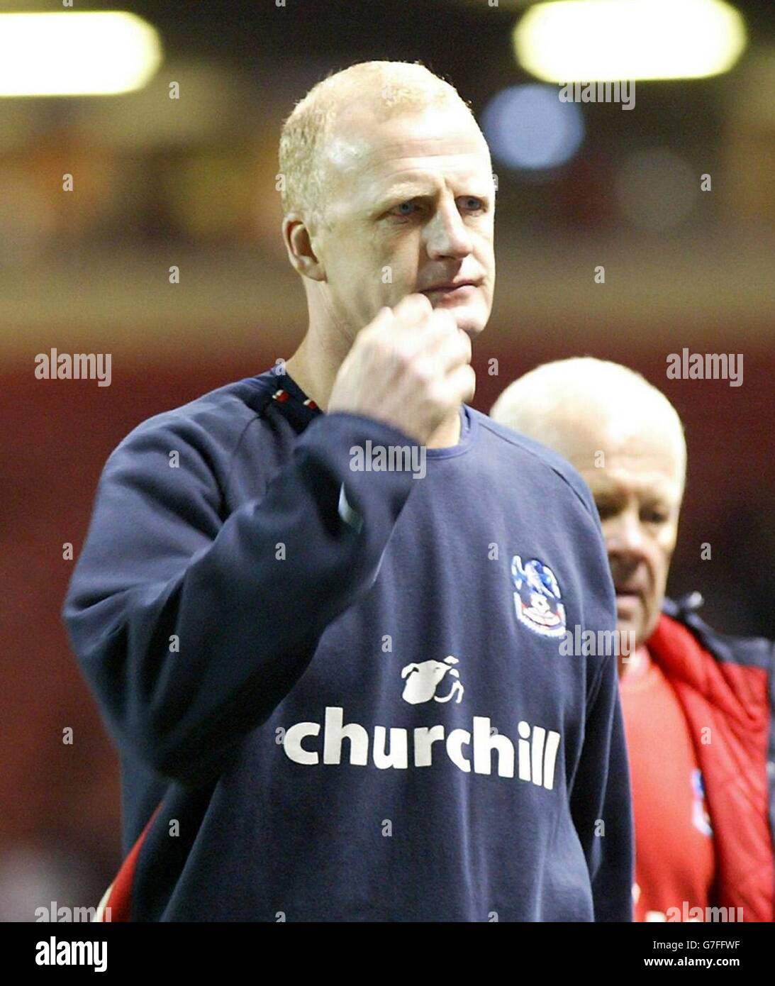 Crystal Palace manager Ian Dowie leaves the pitch after his team's 2-0 defeat against Manchester United in the Carling Cup, fourth round match at Old Trafford, Manchester. Stock Photo