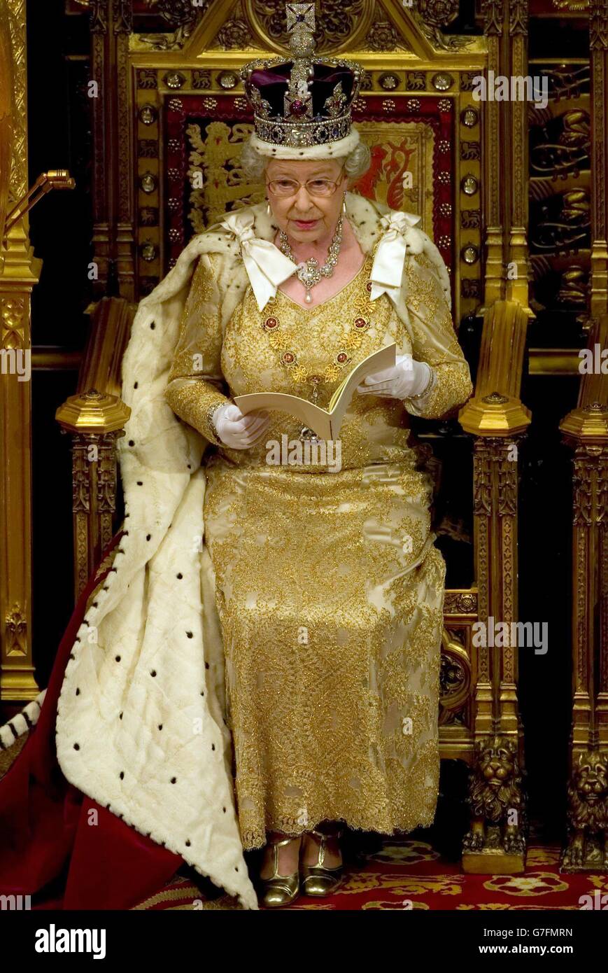 Britains Queen Elizabeth Ii Makes Her Speech In The Chamber Of The House Of Lords Westminster 