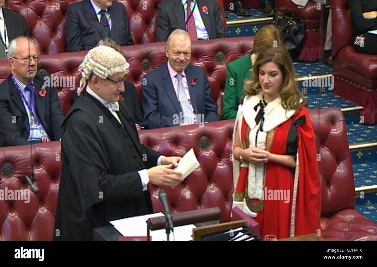 Businesswoman and television star Karren Brady takes her seat in the House of Lords. Stock Photo